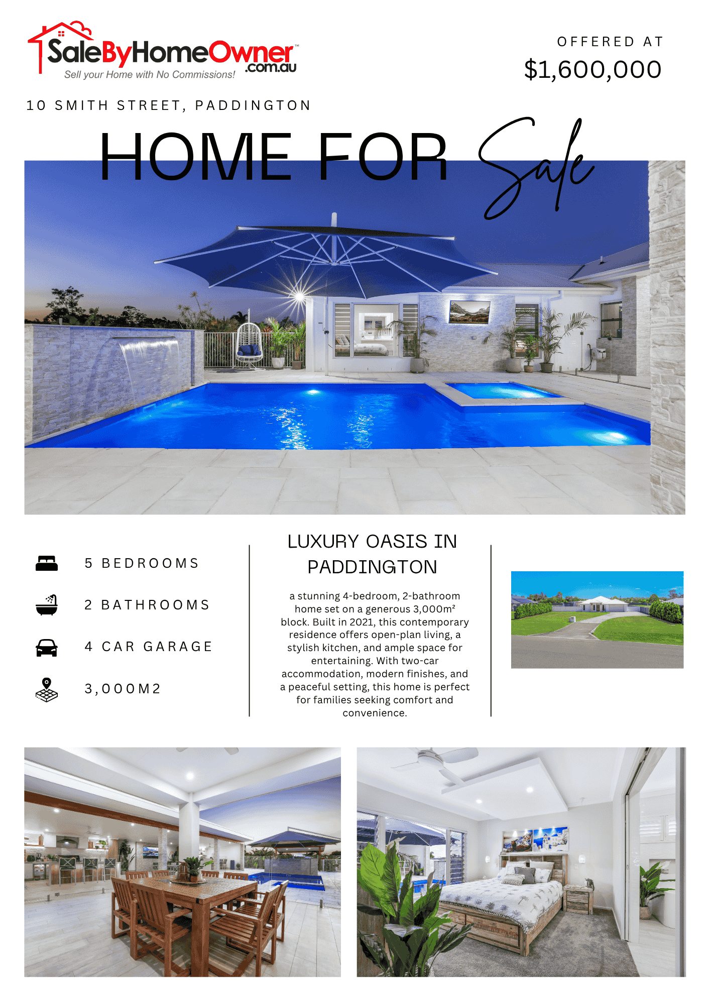 Cream and White Elegant Minimalist Simple Real Estate Flyer